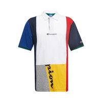 Champion 拼色全棉LOGO翻领男士POLO衫夏季运动撞色