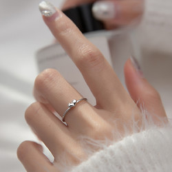 DTOTO S925银ins爱心食指戒指女指环时尚素圈情侣对戒心形戒指女