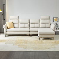 QuanU 全友 102679C 科技布沙发 左2+右2+脚凳+头枕*2 浅米灰