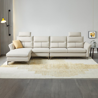 家居 现代简约usb充电功能科技布正向布艺沙发(1+3+转)+102826C布艺沙发头枕*2