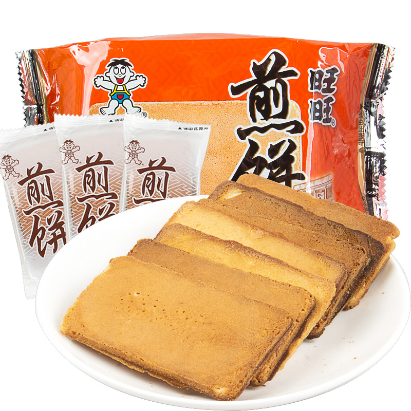 旺旺 煎饼铁板烘烤薄脆100g*5袋饼干休闲食品经典原味即食小吃点心