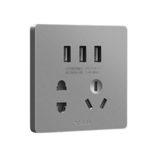 bull公牛g12e536五孔带3位usb插座星空灰
