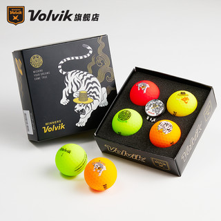 高尔夫彩球VIVID哑光三层12粒4粒虎年礼盒四色 红橙绿黄4粒+1MARK