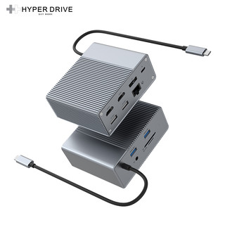 HYPER Drive MacBook拓展坞type-c转换器USB3.1扩展坞100w PD快充 HDMI 60Hz x2+DP 60Hz+音频+二代读卡+PD充电+USB3.1x2+USB2.0x2+千兆网口