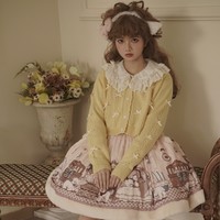 仲夏物语 Lolita洛丽塔 蝴蝶结串串3.0 开衫针织外套 奶黄色 X06185