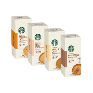 starbucks星巴克速溶花式咖啡组合装4口味4盒卡布奇诺拿铁香草拿铁