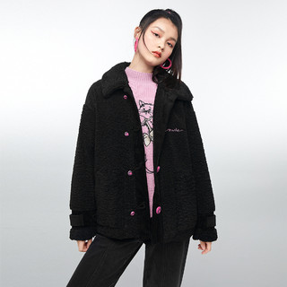 PEACEBIRD WOMEN 太平鸟女装 玛丽猫联名 女士短外套 A6BBA462289 黑色 M