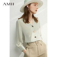 AMII 洋气时尚V领雪纺衫女衬衣新款洋气小衫薄款衬衫上衣
