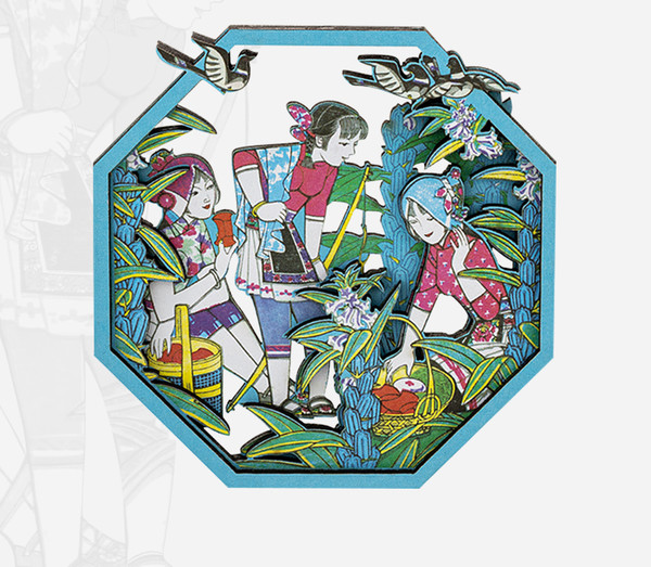 苏州博物馆 木刻年画系列木质冰箱贴 8x8cm 创意记事磁贴 芝麻花开款