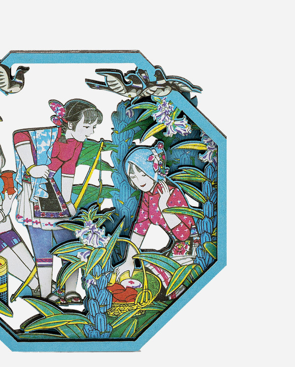 苏州博物馆 木刻年画系列木质冰箱贴 8x8cm 创意记事磁贴 芝麻花开款