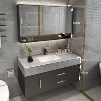恋派 浴室柜 普通镜云朵灰 附全套黑方龙头配件 80cm