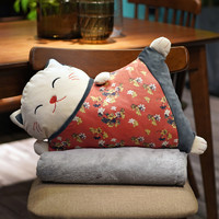 达克鸭 猫抱枕被子两用 深红色 内含空调毯1.5*1m