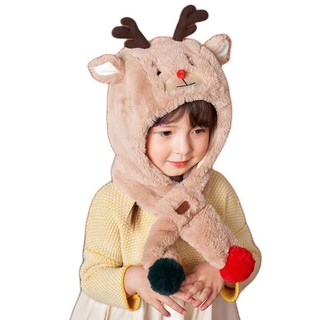 kocotree kk树 KQ21732 儿童护耳一体围巾帽 圣诞麋鹿 M