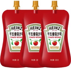 Heinz 亨氏 儿童番茄酱 袋装番茄沙司 意大利面薯条酱 320g*3袋装 卡夫亨氏出品
