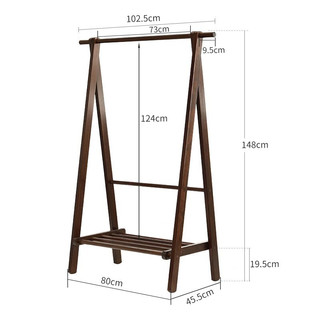JIAYI 家逸 经典实木衣帽架 胡桃色 100cm 单层款