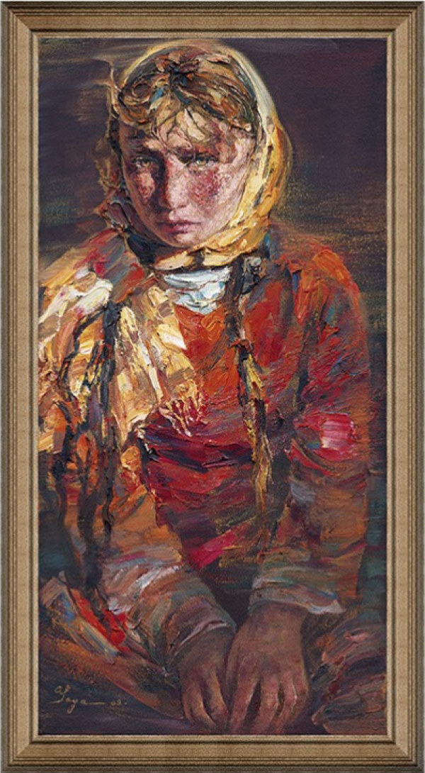 雅昌 燕娅娅 欧式人物油画《小古丽娜之三》56×102cm 油画布 典雅栗