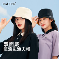 CACUSS 刺绣纯色双面戴女士盆帽 黑 中号