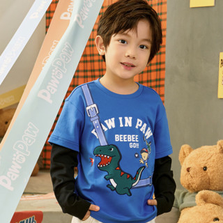 Paw in Paw 潮熊棒球系列 PCLAC6212N 男童假两件长袖T恤 蓝色 120cm