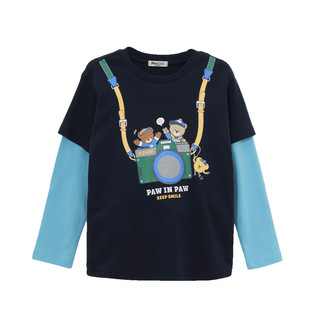 Paw in Paw 潮熊棒球系列 PCLAC6212N 男童假两件长袖T恤 藏青色 105cm