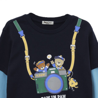 Paw in Paw 潮熊棒球系列 PCLAC6212N 男童假两件长袖T恤 藏青色 120cm