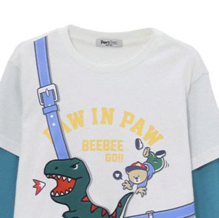 Paw in Paw 潮熊棒球系列 PCLAC6212N 男童假两件长袖T恤 象牙白色 160cm