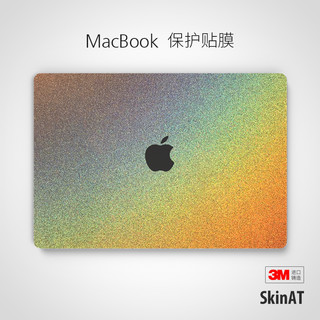 SkinAT苹果电脑贴纸MacBook Pro M1贴纸MacAir13贴纸笔记本保护膜  Mac银_底面_拍下请务必留言机器底部以“A”开头的编码