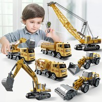 童年主题 合金工程车套装(7只装) 惯性挖掘机回力车工程系列男孩儿童玩具车模仿真模型 554