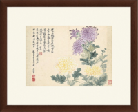 雅昌 恽寿平 古典中式花卉水墨画《菊花图》59×48cm 宣纸 茶褐色