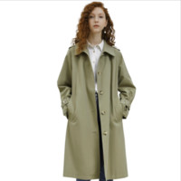 HOPESHOW 红袖 女士中长款风衣 90120270701379 灰绿 XL