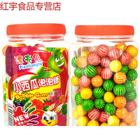 漂亮兔 空心夹心西瓜泡泡糖经典怀旧糖果零食独立包装桶装口香糖 一桶空心约185颗桶装