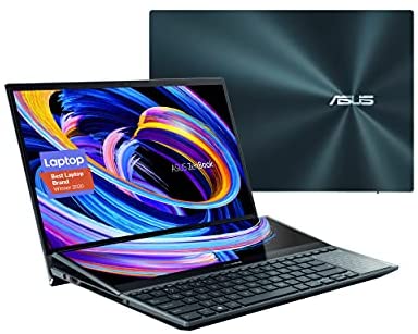 ASUS ZenBook Pro Duo 15 OLED UX582 Laptop, 15.6 OLED 4K UHD Touch Display, Intel Core i7-10870H, 16GB RAM, 1TB SSD, GeForce RTX 3070, ScreenPad Plus, Windows 10 Pro, Celestial Blue, UX582LR-XS74T