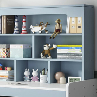 MIHAO 米昊 书柜一体桌 暖白+蓝色 100*55*154cm 六格款