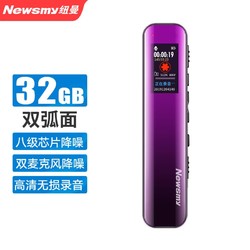 Newmine 纽曼 Newsmy）录音笔 V19 32G一键录音  习培训会议录音速记 渐变紫