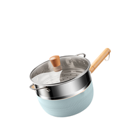 梦创 雪平锅(22cm、铝合金、蓝色、带蒸笼)