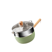 梦创 雪平锅(18cm、铝合金、绿色、带蒸笼)