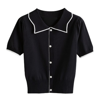 FOREVER 21 女士POLO领短袖T恤 SHFRL2001-L01 黑色 M