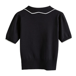 FOREVER 21 女士POLO领短袖T恤 SHFRL2001-L01 黑色 M
