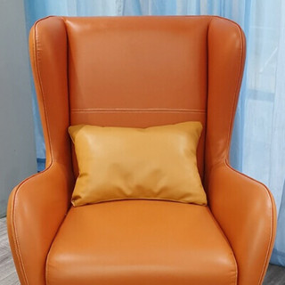 鑫泊庄园 纤皮单人沙发+脚凳 橙色