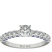 补贴购：Blue Nile 0.51 克拉垫形钻石+ 隐藏式蓝宝石戒托
