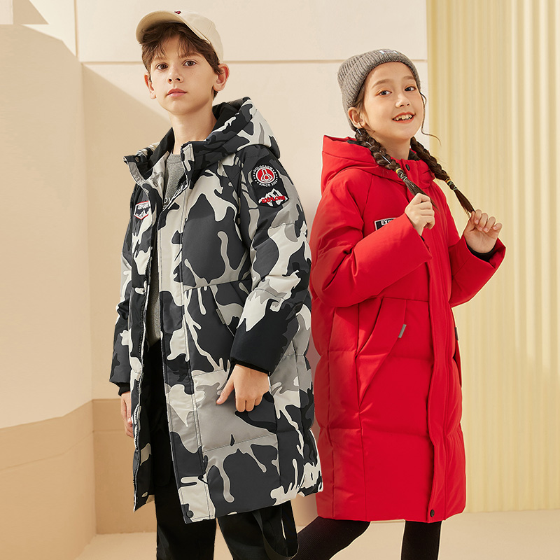 GOLDFARM 高梵 儿童羽绒服冬季男童女童中长款防风防水外套少年极寒加厚童装