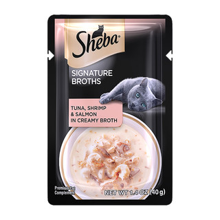 Sheba 希宝 猫零食40g*12包鲣鱼+明虾妙鲜包牛奶汤配方黑金高汤包进口成猫粮猫湿粮软包猫罐头