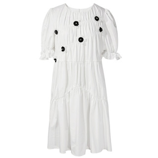 3COLOUR 三彩 女士短款连衣裙 D362L1014L10 白色 XL