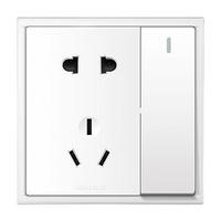 鸿雁 俊雅系列 一开双五孔插座 白色