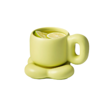 RELEA 物生物 泡泡陶瓷杯杯垫套装 2件套 凝香抹茶