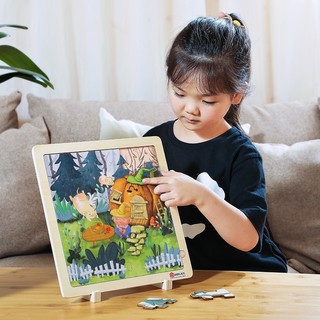 Dorjee（多吉）儿童拼图玩具幼儿早教木质木框拼图拼板男孩女孩玩具2-6岁生日礼物 南瓜小猪