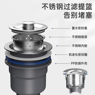 MUVI 沐唯 厨房下水管双槽洗碗洗菜池水槽洗菜盆下水管道防臭排水管配件下水器套装XSG08