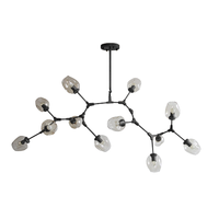 设计师的灯 分子吊灯 十二头 黑色+干邑色