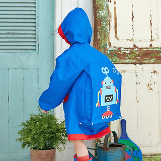 lemonkid 柠檬宝宝 LK2201006 儿童书包位雨衣 升级版 蓝色机器人 M
