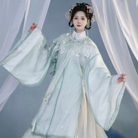 如梦霓裳 如梦令 明制汉服 立领袄裙双层长袄 蓝色