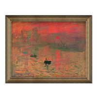 雅昌 奥斯卡-克劳德·莫奈 Oscar-Claude Monet《日出·印象》74x58cm 油画布 典雅栗色黄杨木框